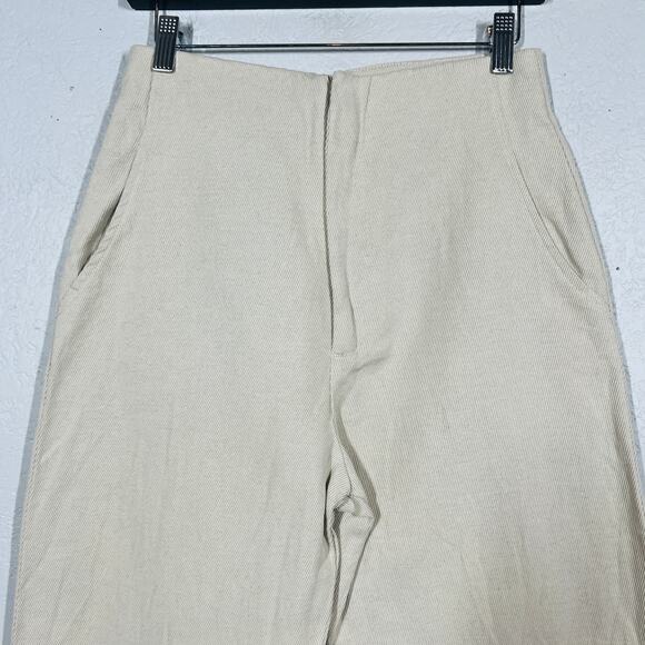 NEW! Zara Linen Wide Leg Trouser Career Casual Taupe Pant Pants - S - Picture 3 of 6